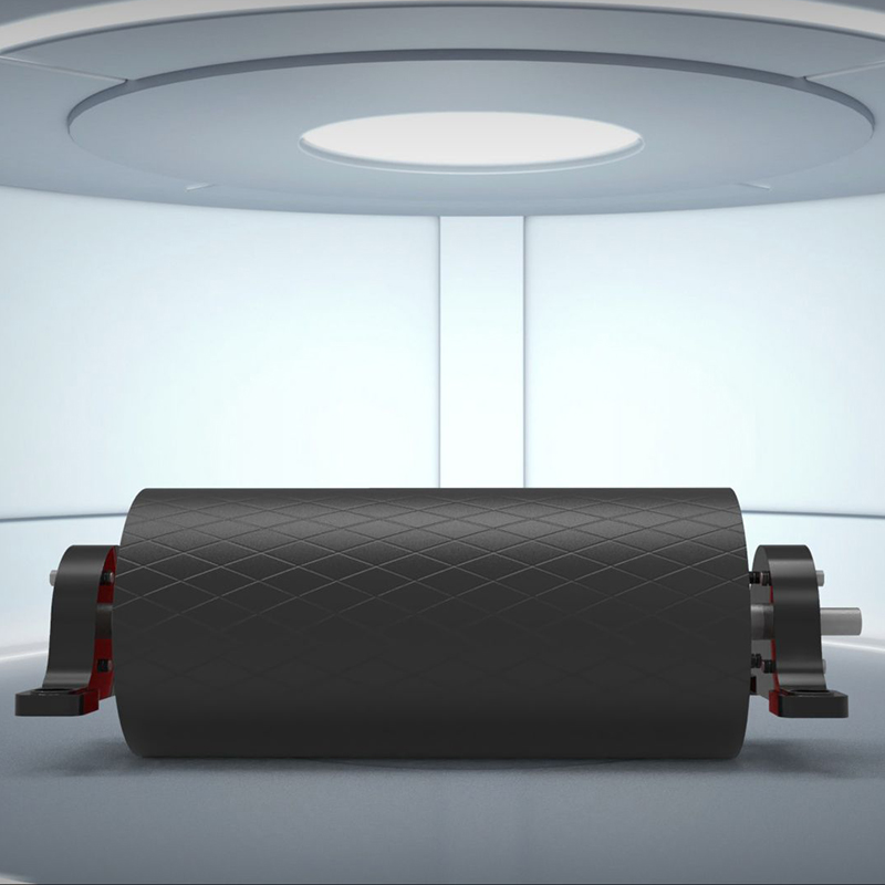 Belt Conveyor drive pulley with rubber lagging