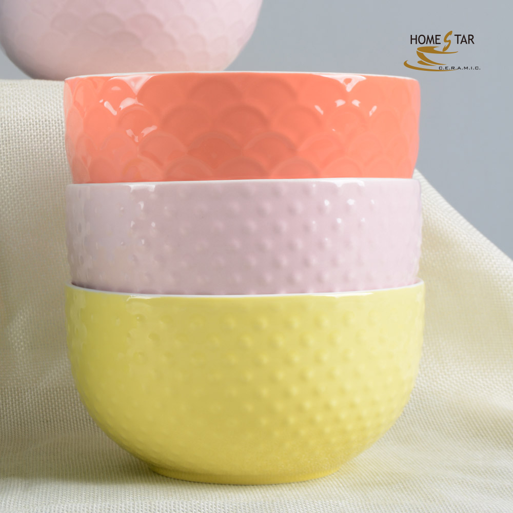 5.5‘’New bone china glaze embossed bowl