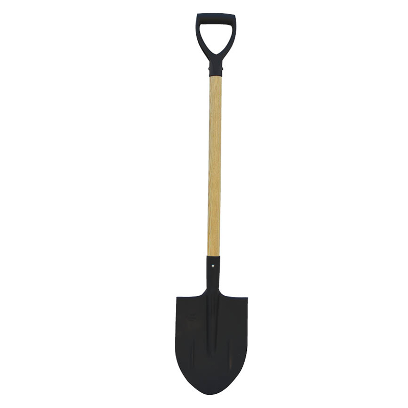 Wooden handle shovel plastic D grip