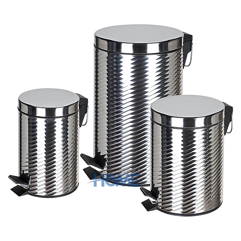 Stainless Steel Round Shaped Dustbin All Size Step Bin Indoor Kitchen Using Waste Bin Outdoor Rubbish Bin With Soft Closing
