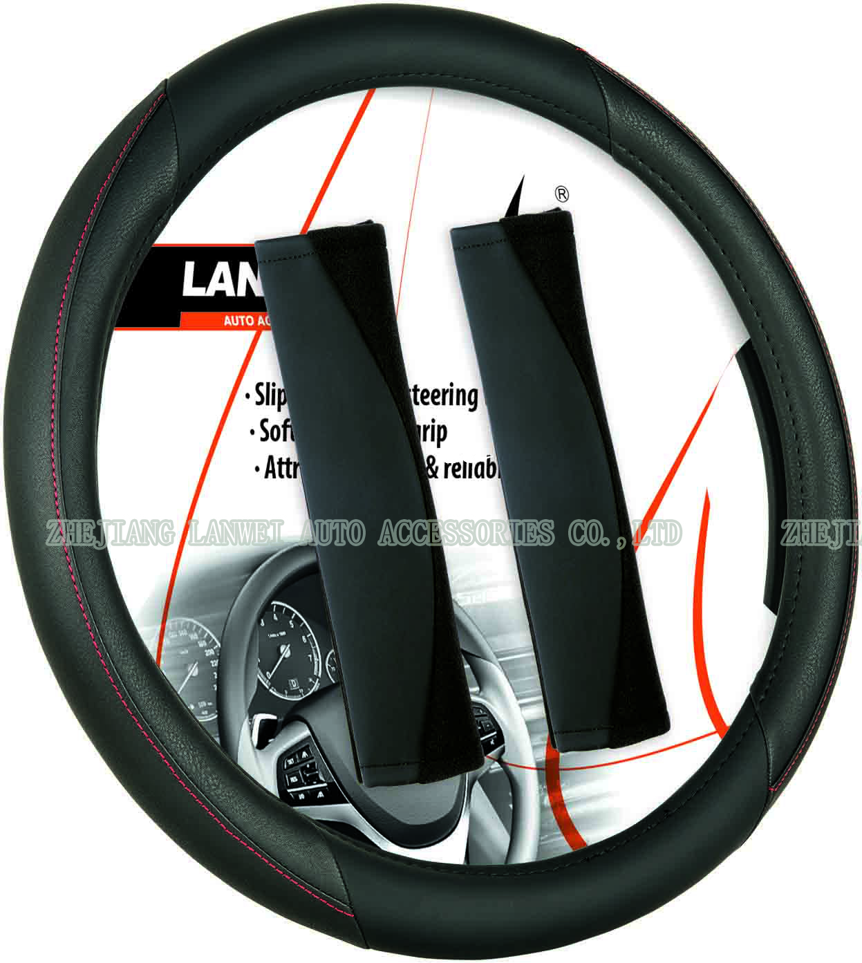 Hot sell car steering wheel cover and shoulder pads combination