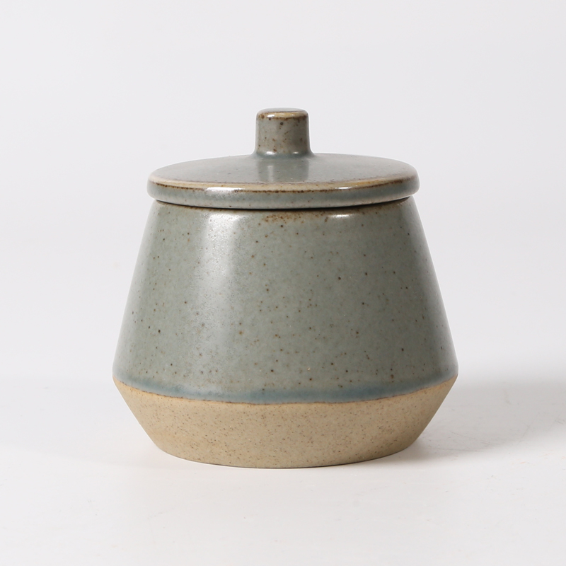 Sandstone sugar pot,reactive glaze,half glaze, non glaze
