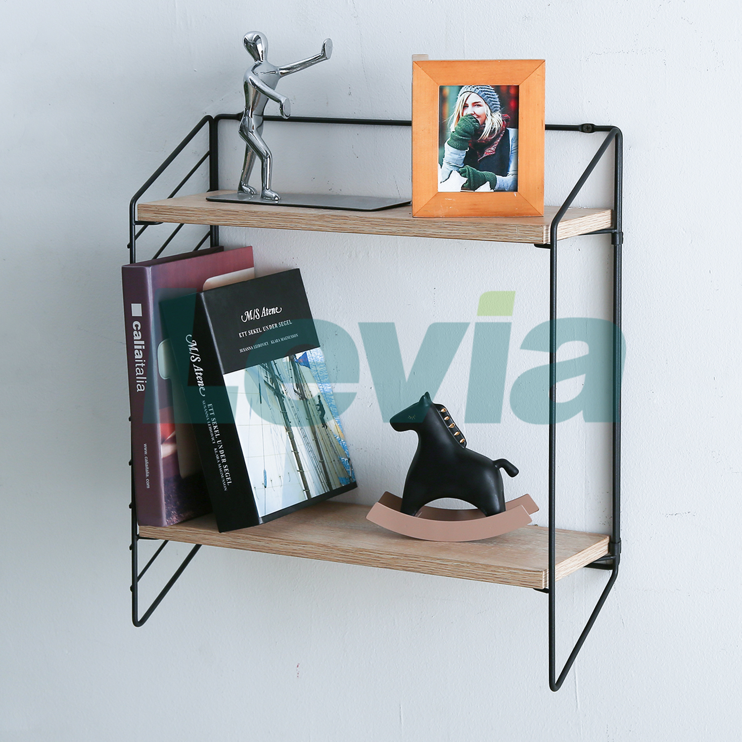 Wall shelf with wood board base