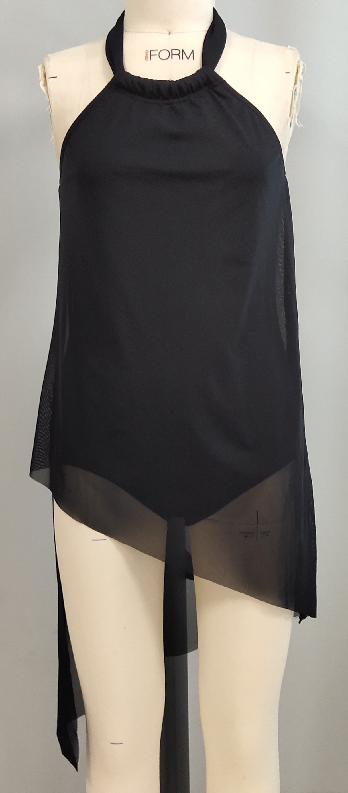 Ladies halter neck high-low dancewear dress with leotard