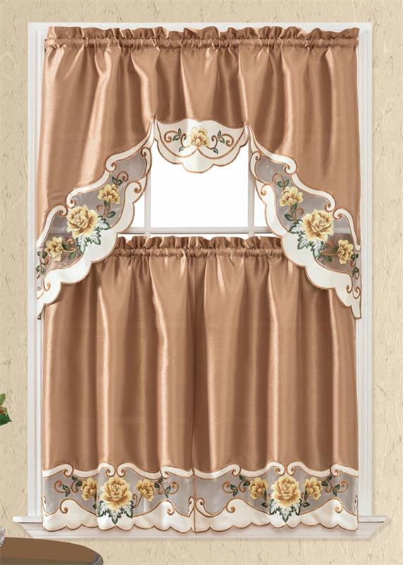 Embroidery kitchen curtain HY19K024
