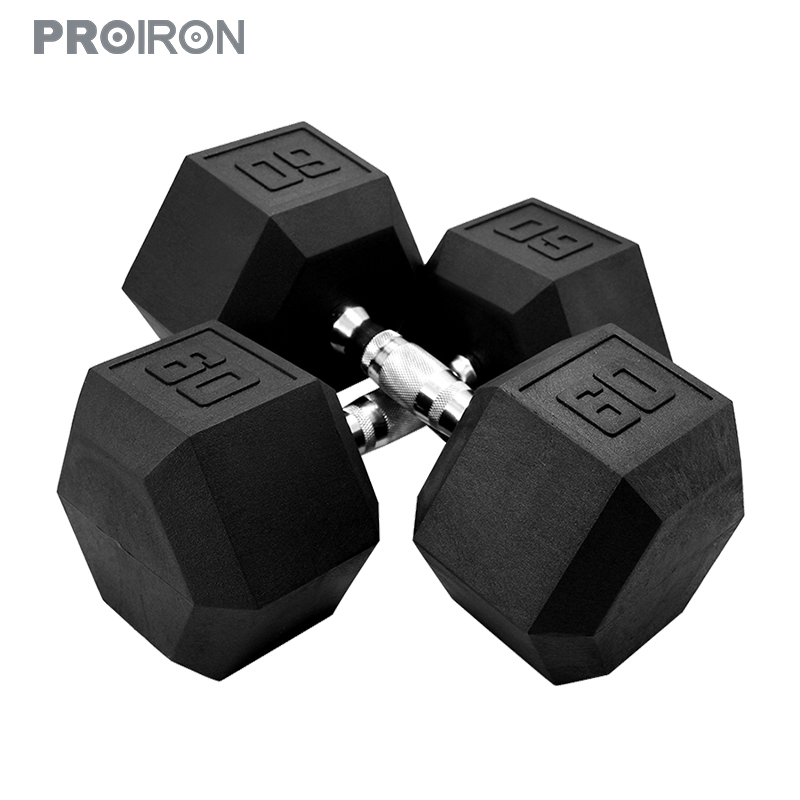 60LB Rubber Hex Dumbbell