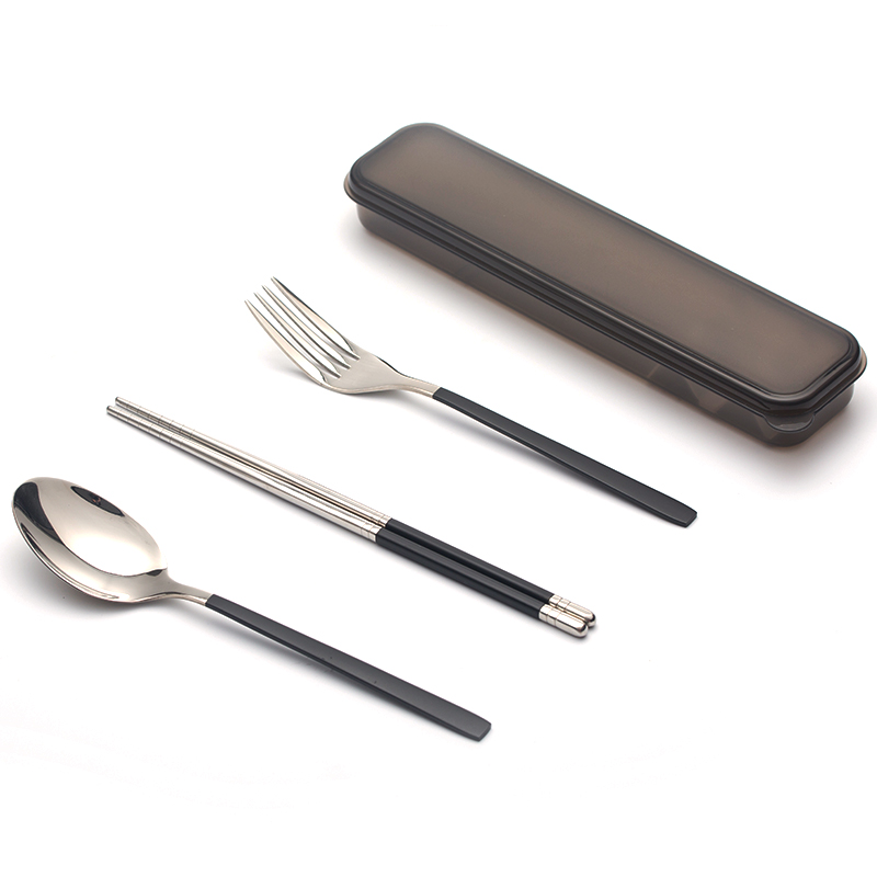 Portable travel stainless steel cutlery set