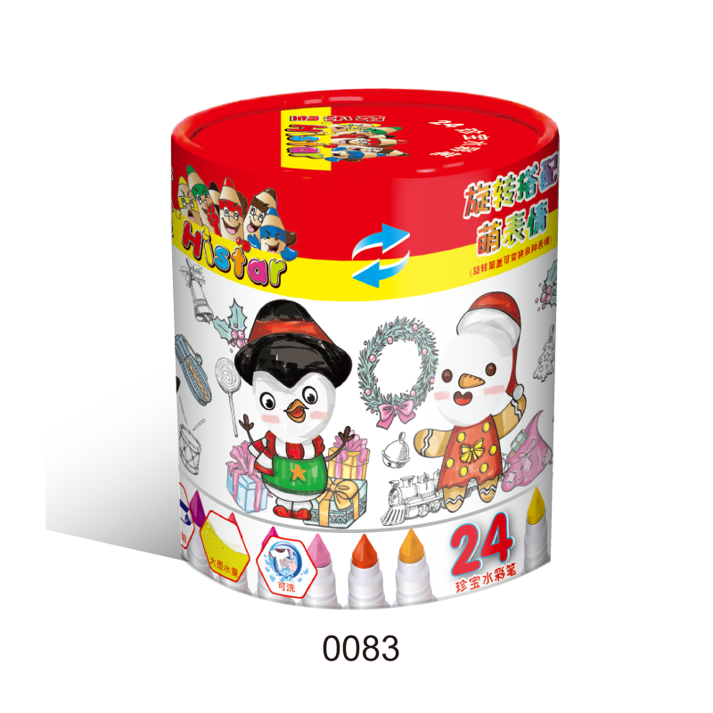 24 mini washable markers in twistable paper tube