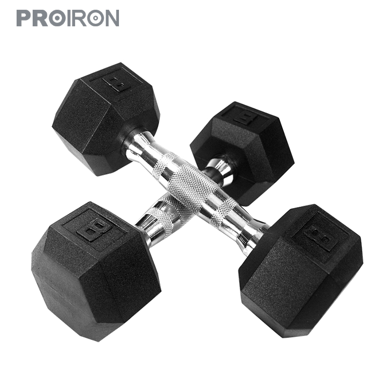 8LB Rubber Hex Dumbbell