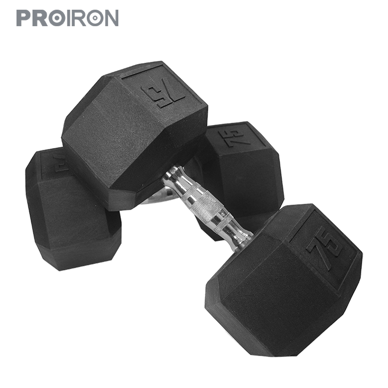 75LB Rubber Hex Dumbbell