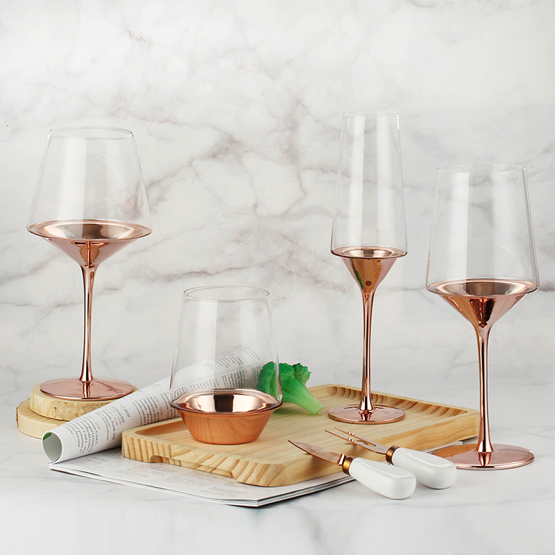 New design rose gold wine glass set