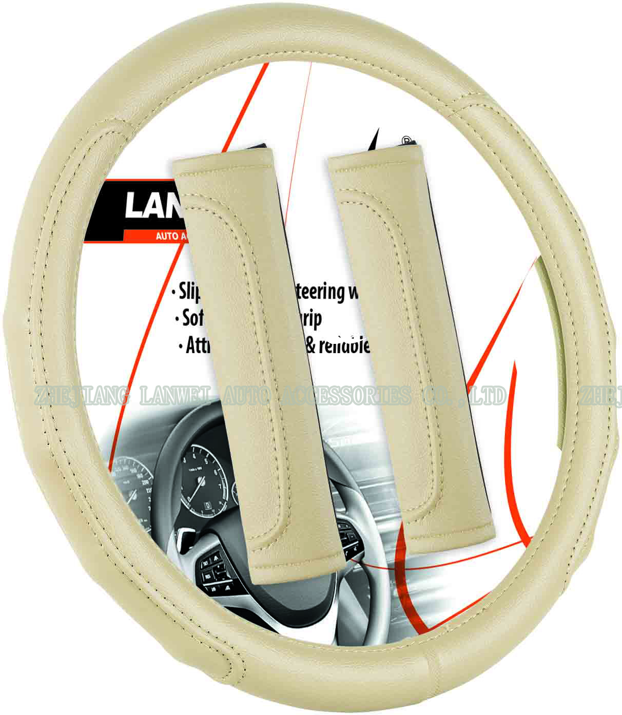 Factory direct sale steering wheel cover with should pads
