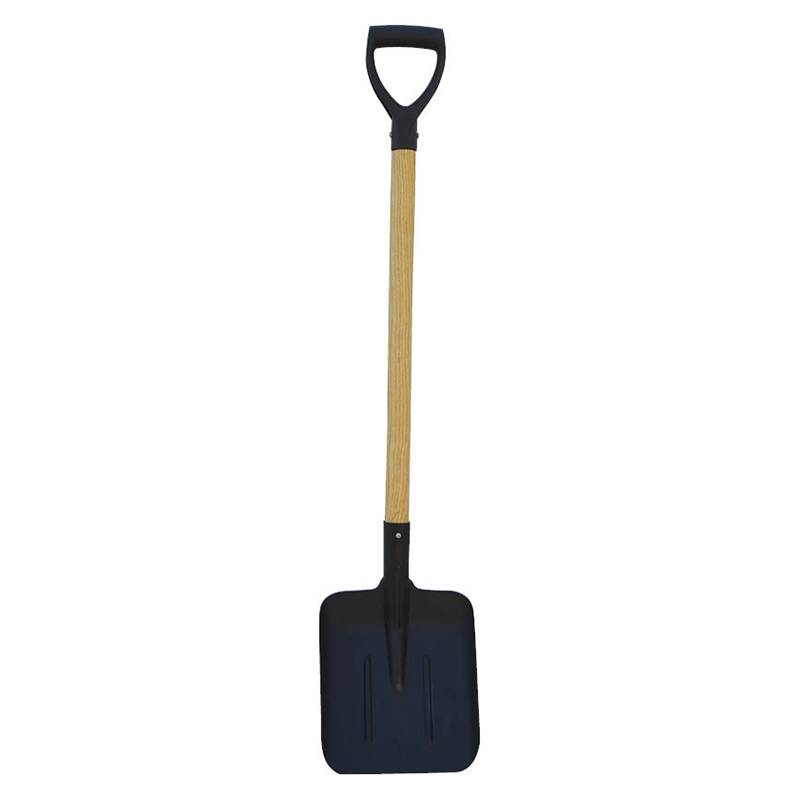 Wooden handle shovel plastic D grip