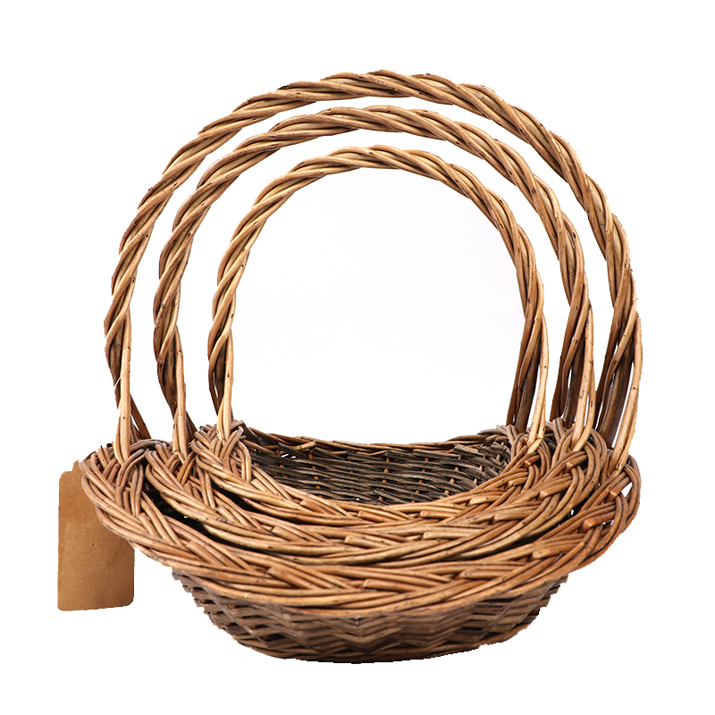 "2020 New design Customize Wholesale Willow Gift Packing Handmade Woven Fruit Storage Christmas Natural Wicker Basket