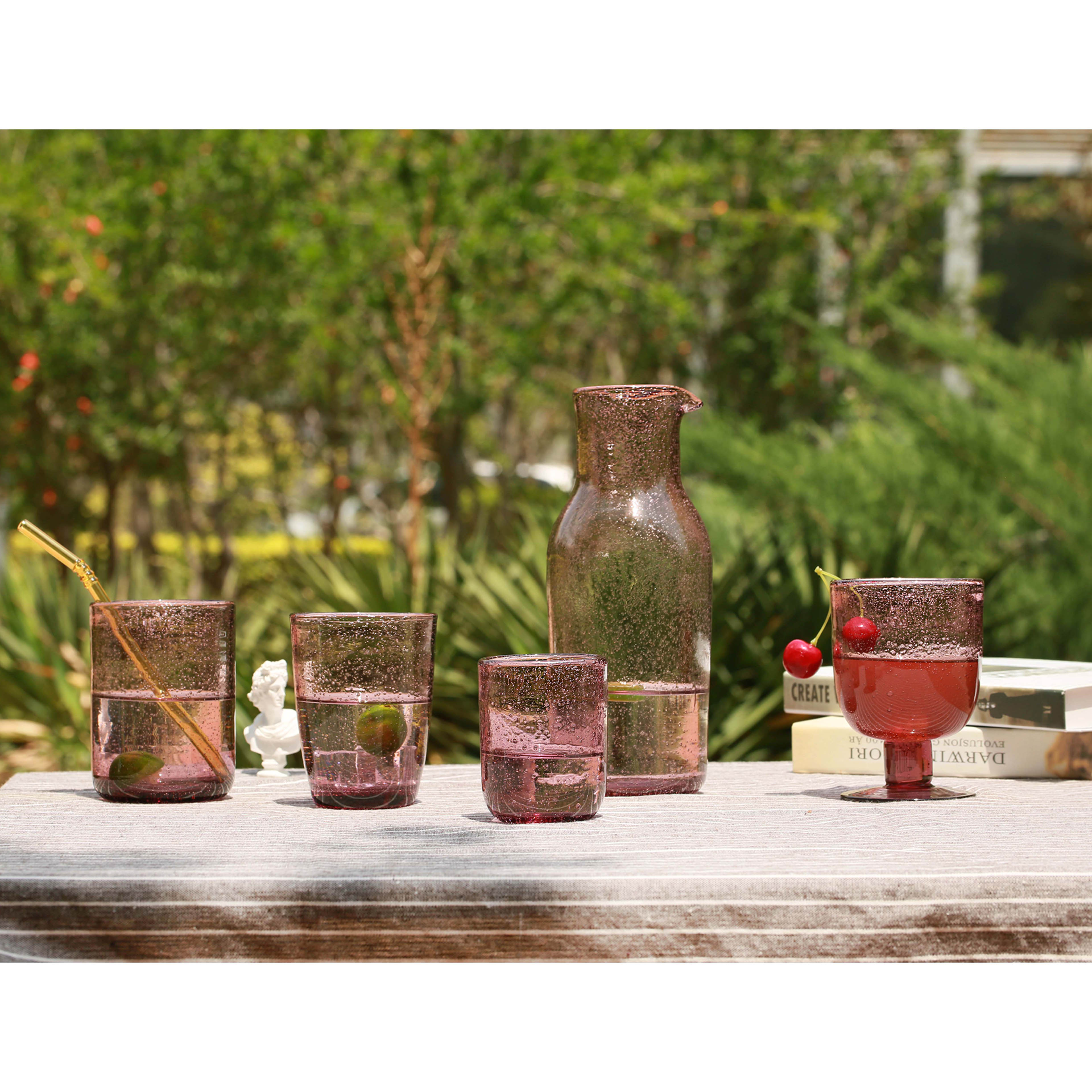 Bubbled Glass pitcher, Stemless Glass pot, Clear. 1245ML