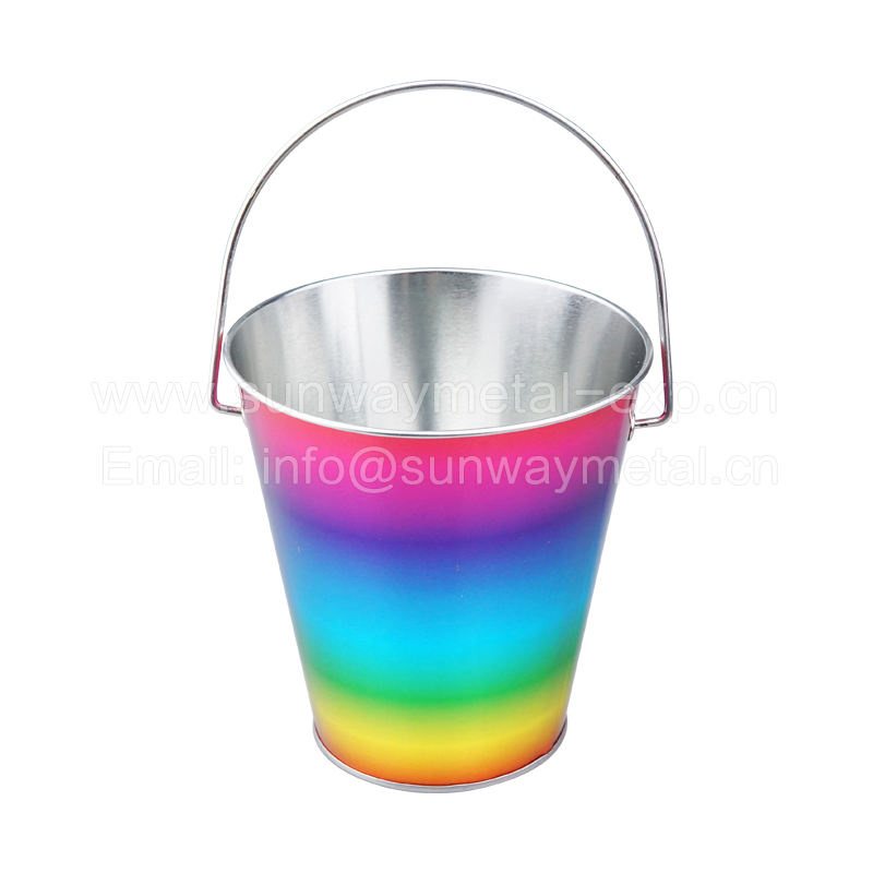 Rainbow tin bucket