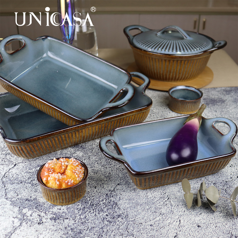 Ceramic Bakeware Rectangular Baking Dish Oval Baking Tray Round Casserole With Lid Round Ramekin rectangular baking dish round oval baker