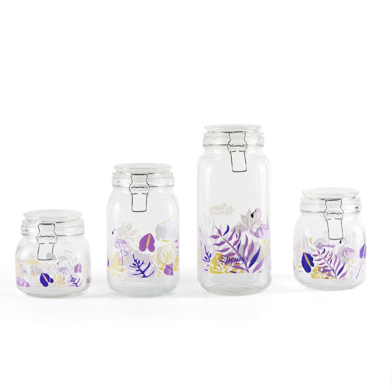 glass canister with applique
