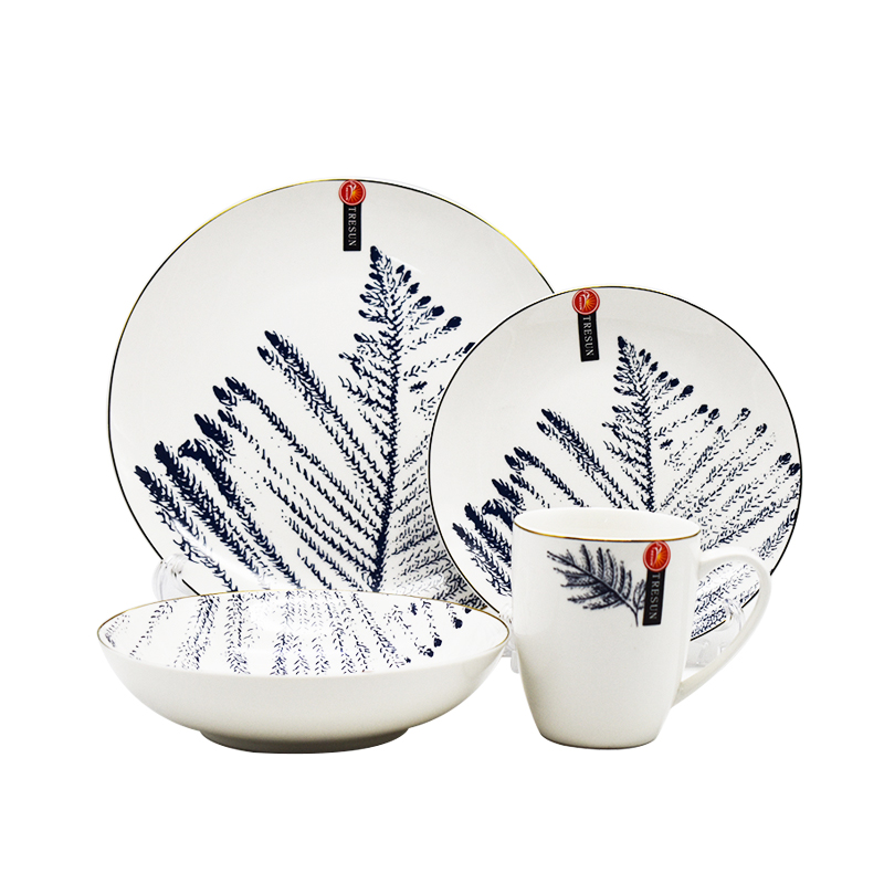 16pcs newbone flower decal dinner set