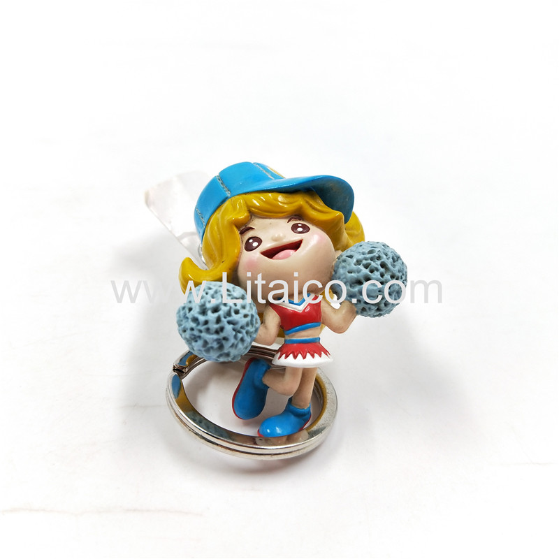 Cheerleading girl injection molding PVC Keychain