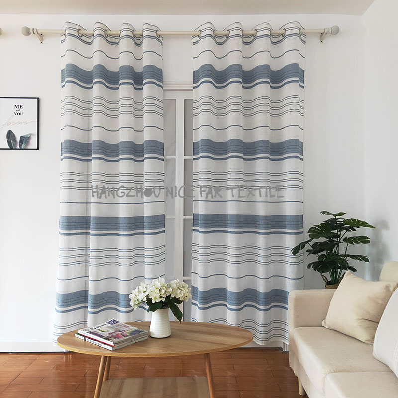 00000DF190143H3 YORK stripe voile fabric yarn dyed jacquard screen printing cutting recycle voilage ready made linen curtain