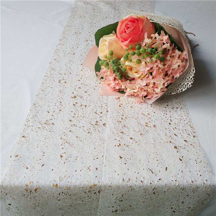metal print shatter silk mesh table runner