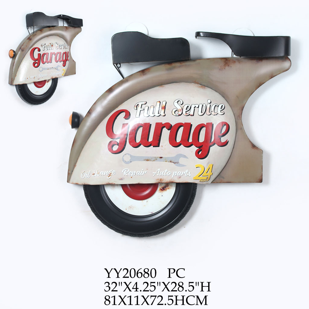 Antique Metal Motorbike Wall Decoration