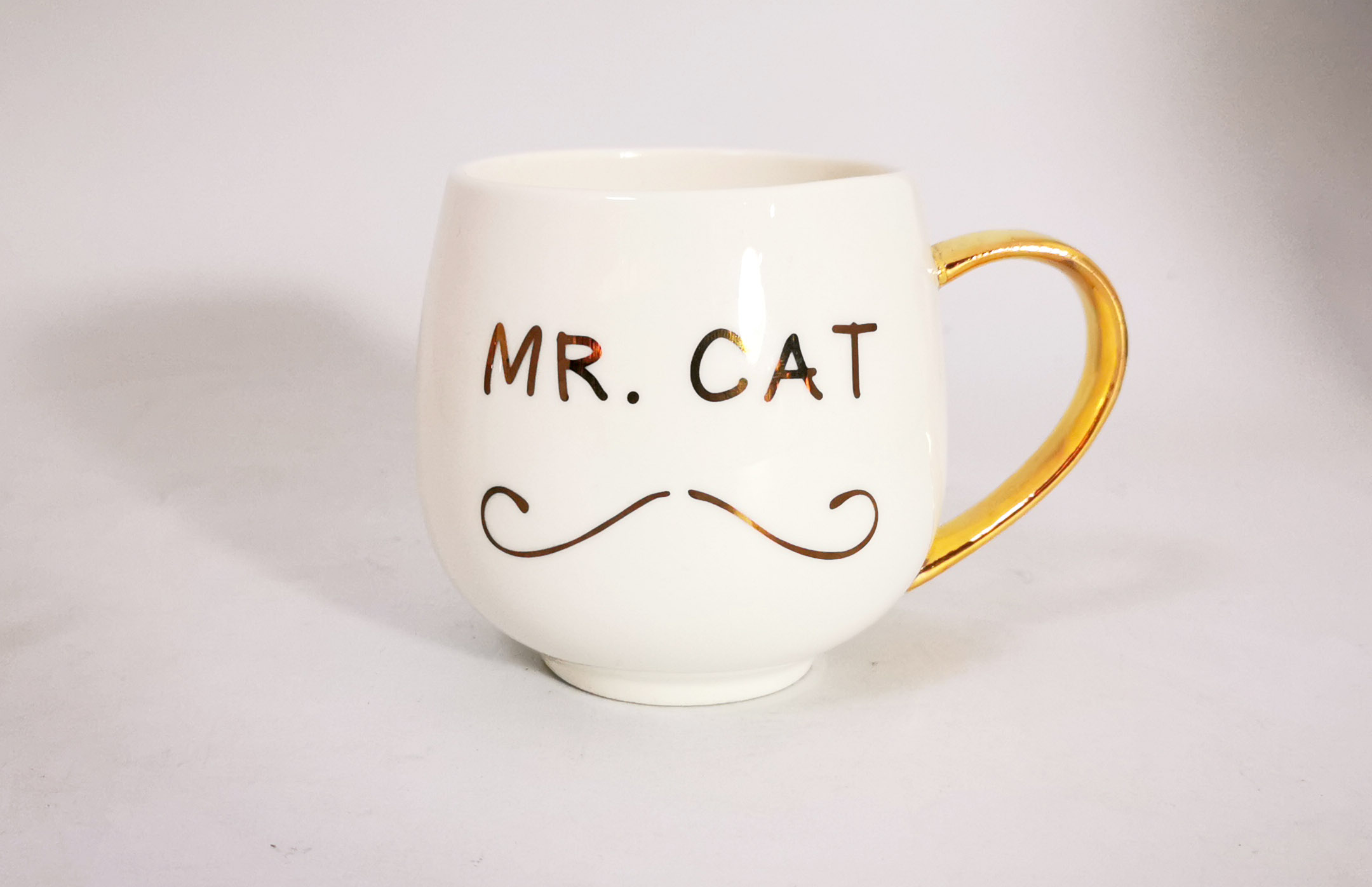 ZH1921-H548 cat design collection 350cc milk mug with gold handle
