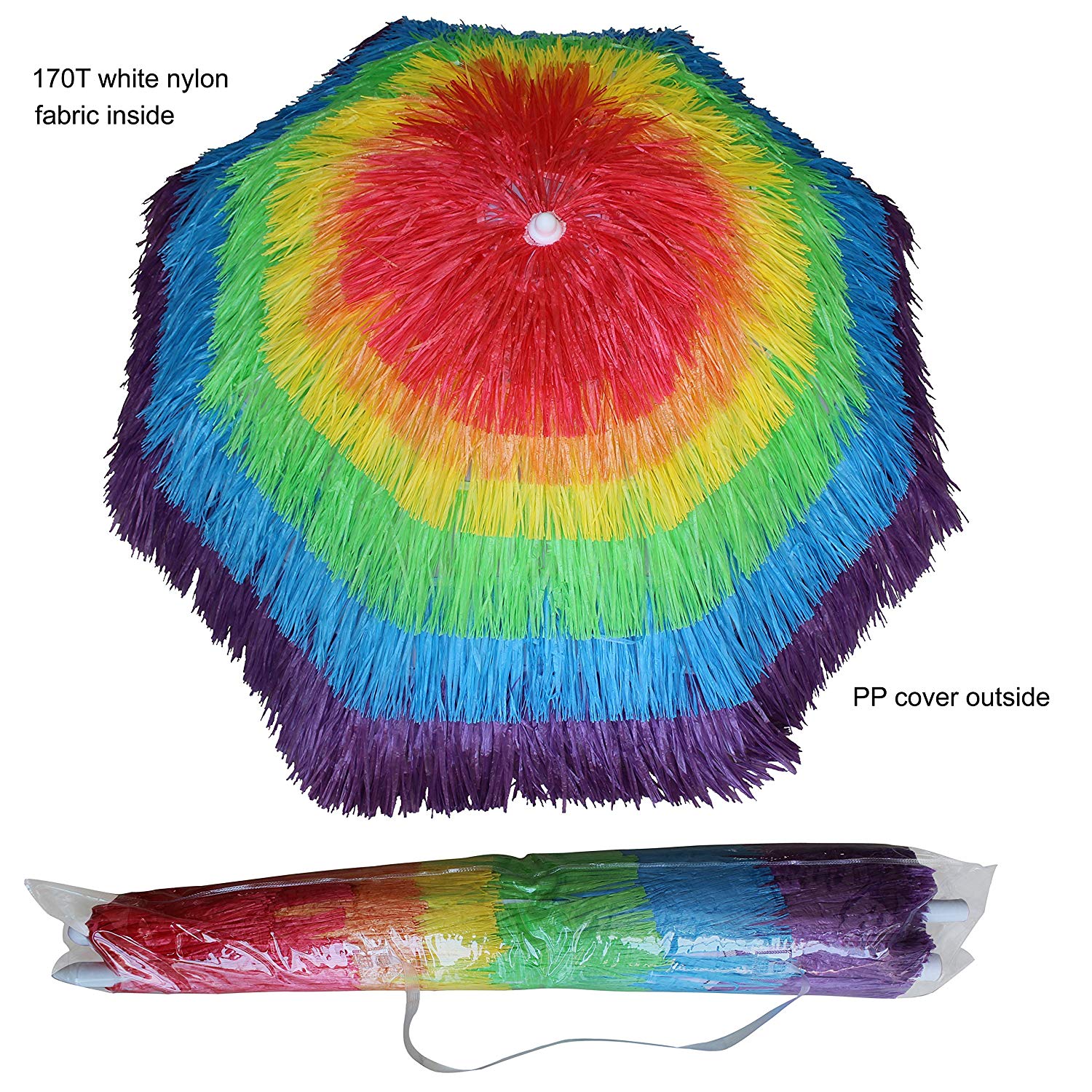 New Style 7.5ft Rainbow Color 16K Large Outdoor Beach Umbrella