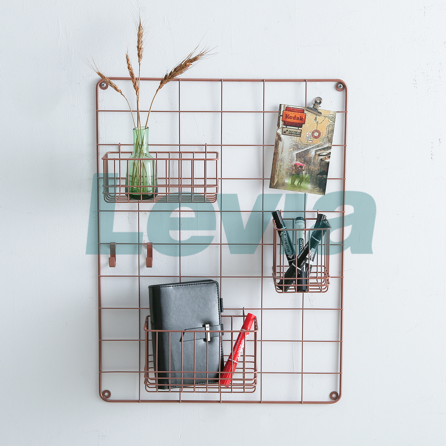 Wall Grid Panels Photo Display Multifunctional Wire Wall Organizer Rack with Decoration