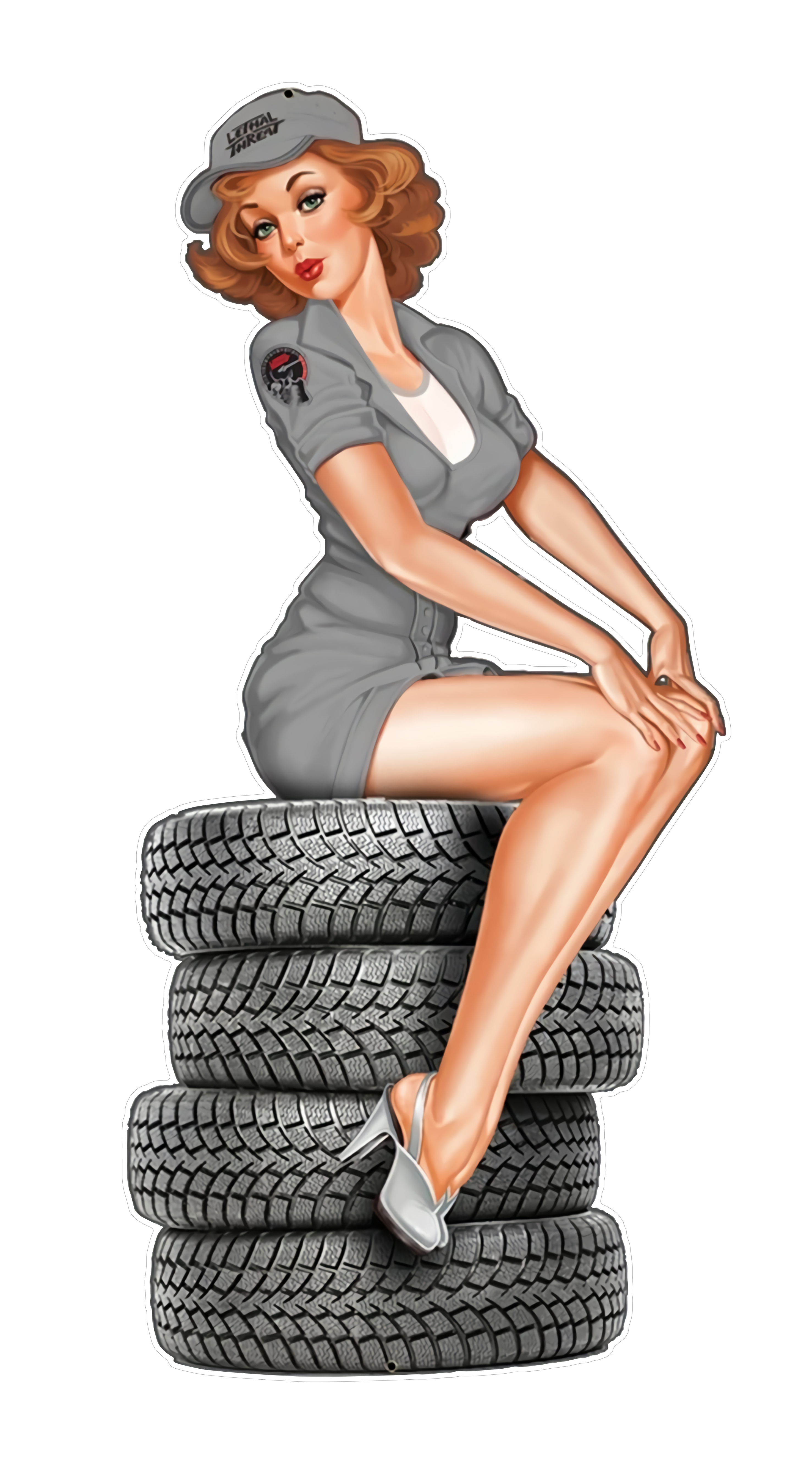 Embossed Metal Pin Up Girl Sign