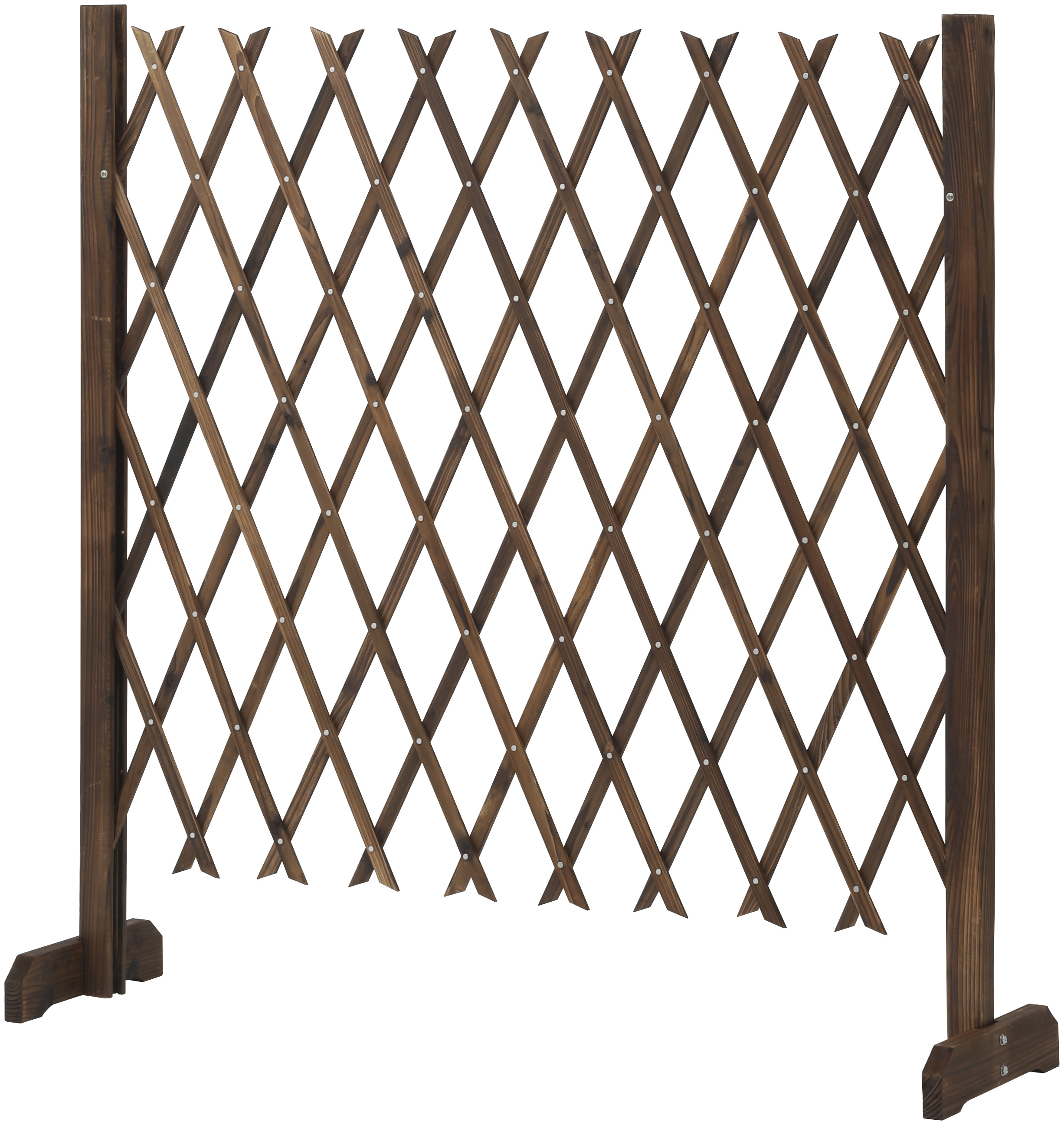 Wood expandable fence w/stand 120x120 burnt brown