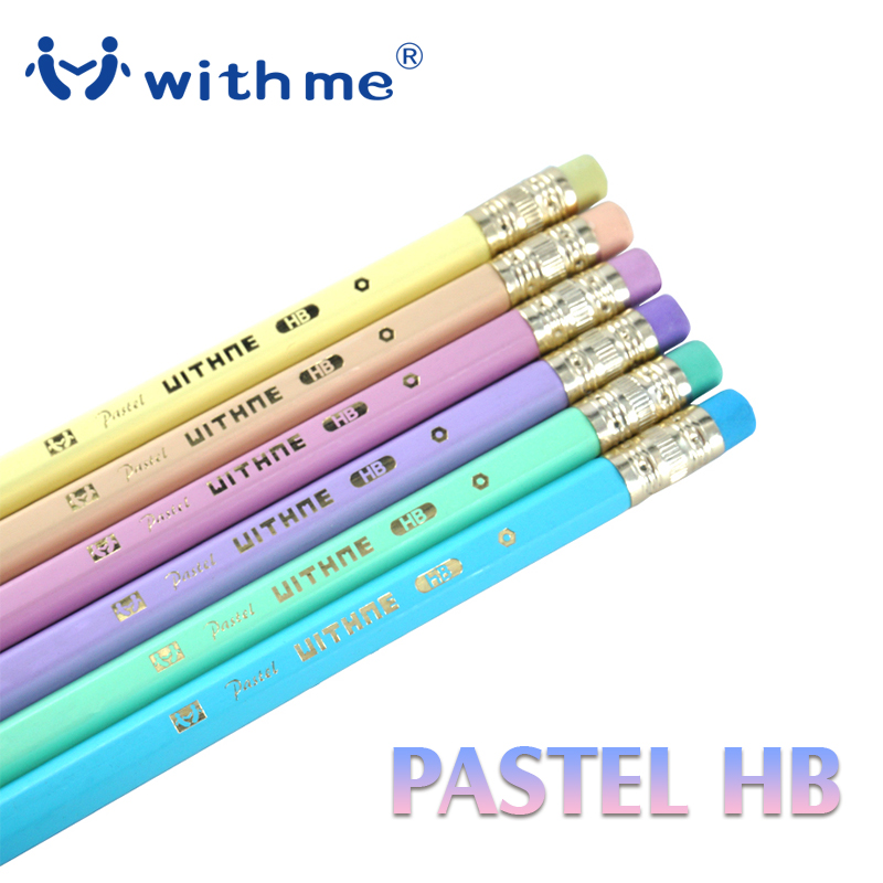 HB wood cased graphite pencils, pastel color painting