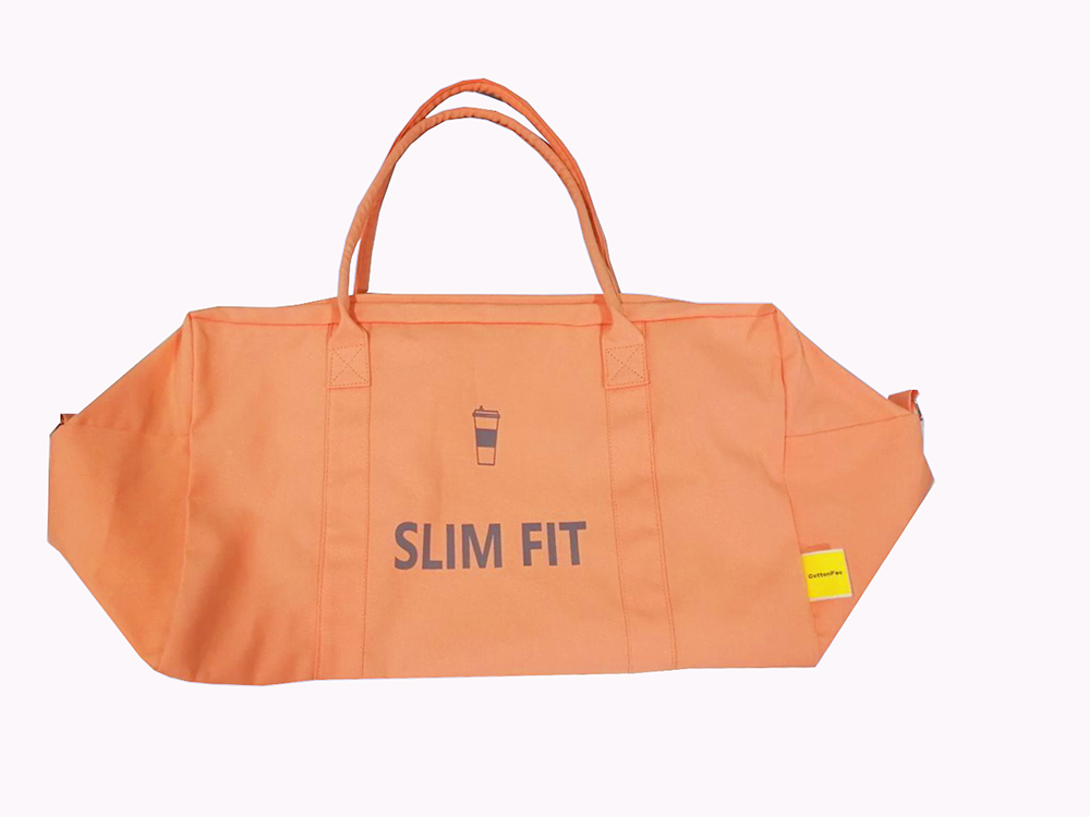 100%cotton travel bag with polyester lining fitness bag tote bag with big roomy and creativity printing