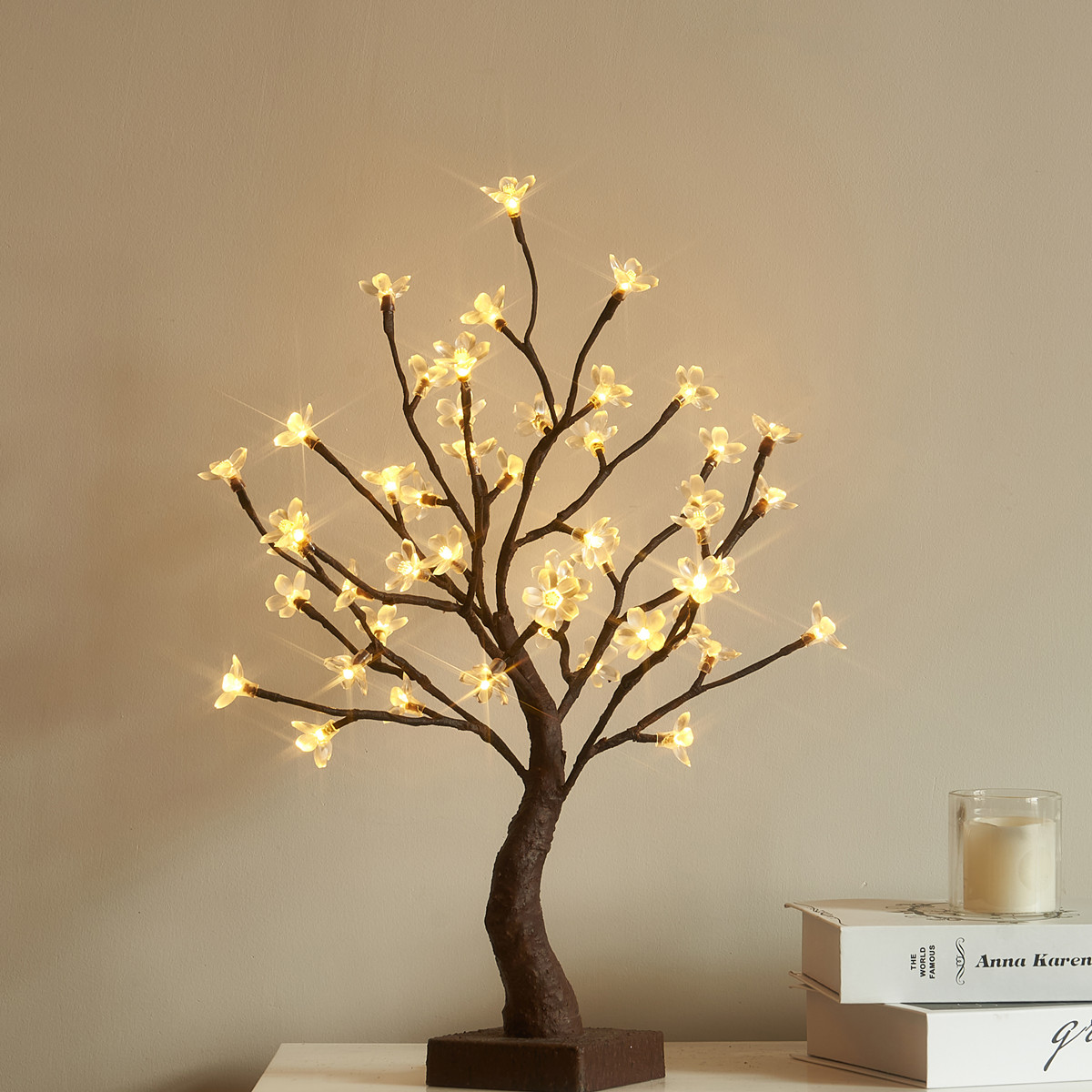 LED Cherry Blossom Tree with 24 Lights 24IN battery powered Tabletop Light Bonsai Tree Spring xmas decoration Tree lights