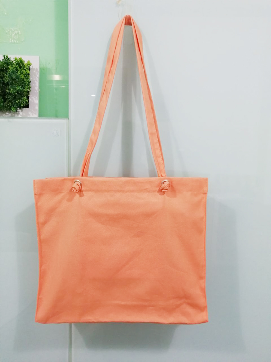 100% cotton canvas orange shoulder bag with big room and inner bag