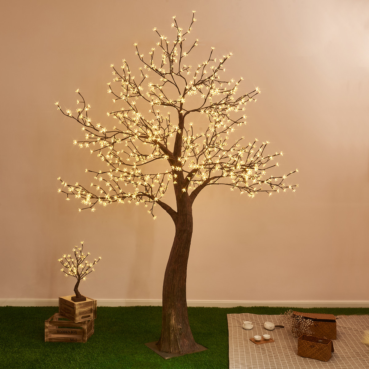 Pre-lit Cherry Blossom Tree lights 7ft 648 LED Garden Shopping Mall Centerpieces Christomas Lights Decorations Indoor Outdoor Waterproof