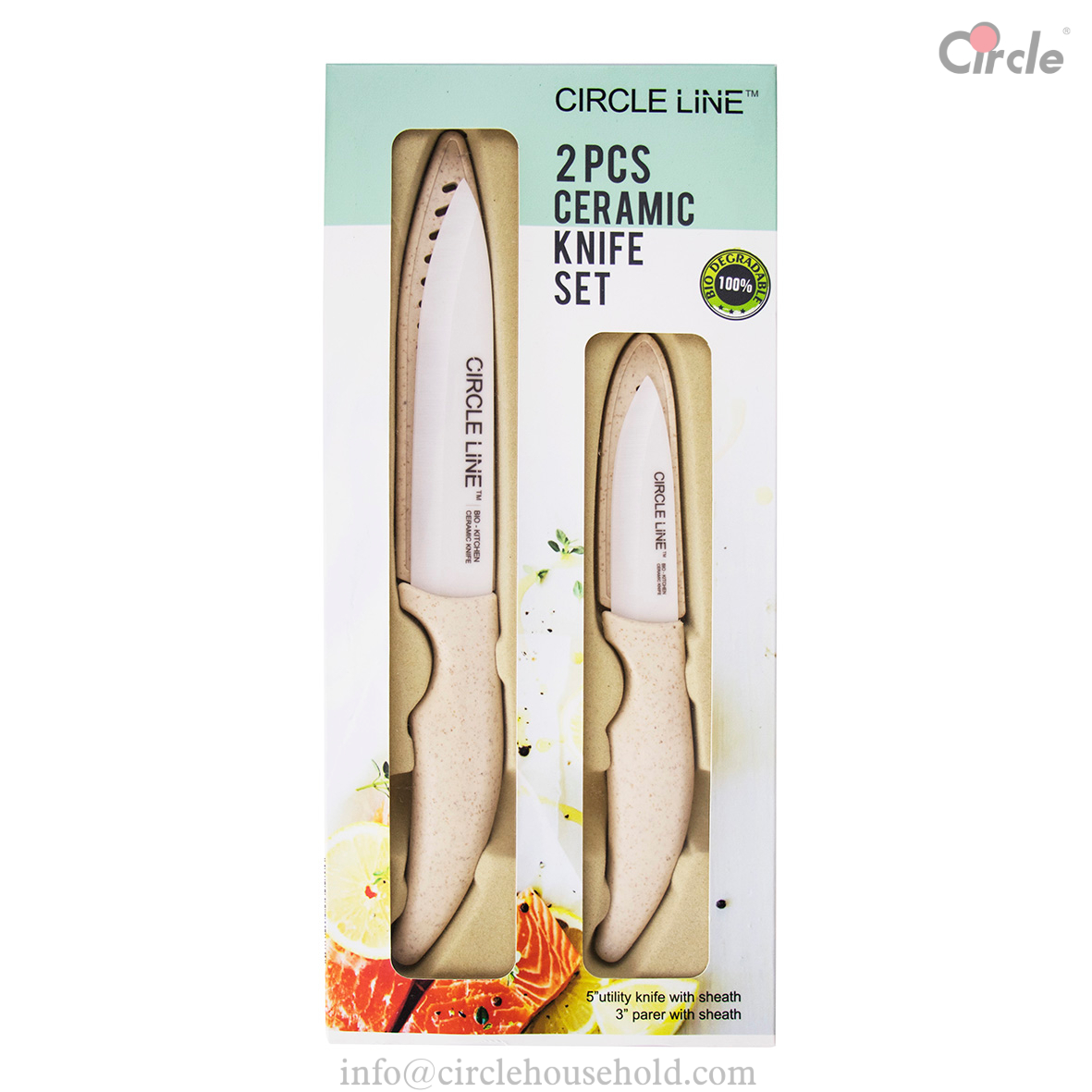 2 Pcs Ceramic Knife With Pla Handle