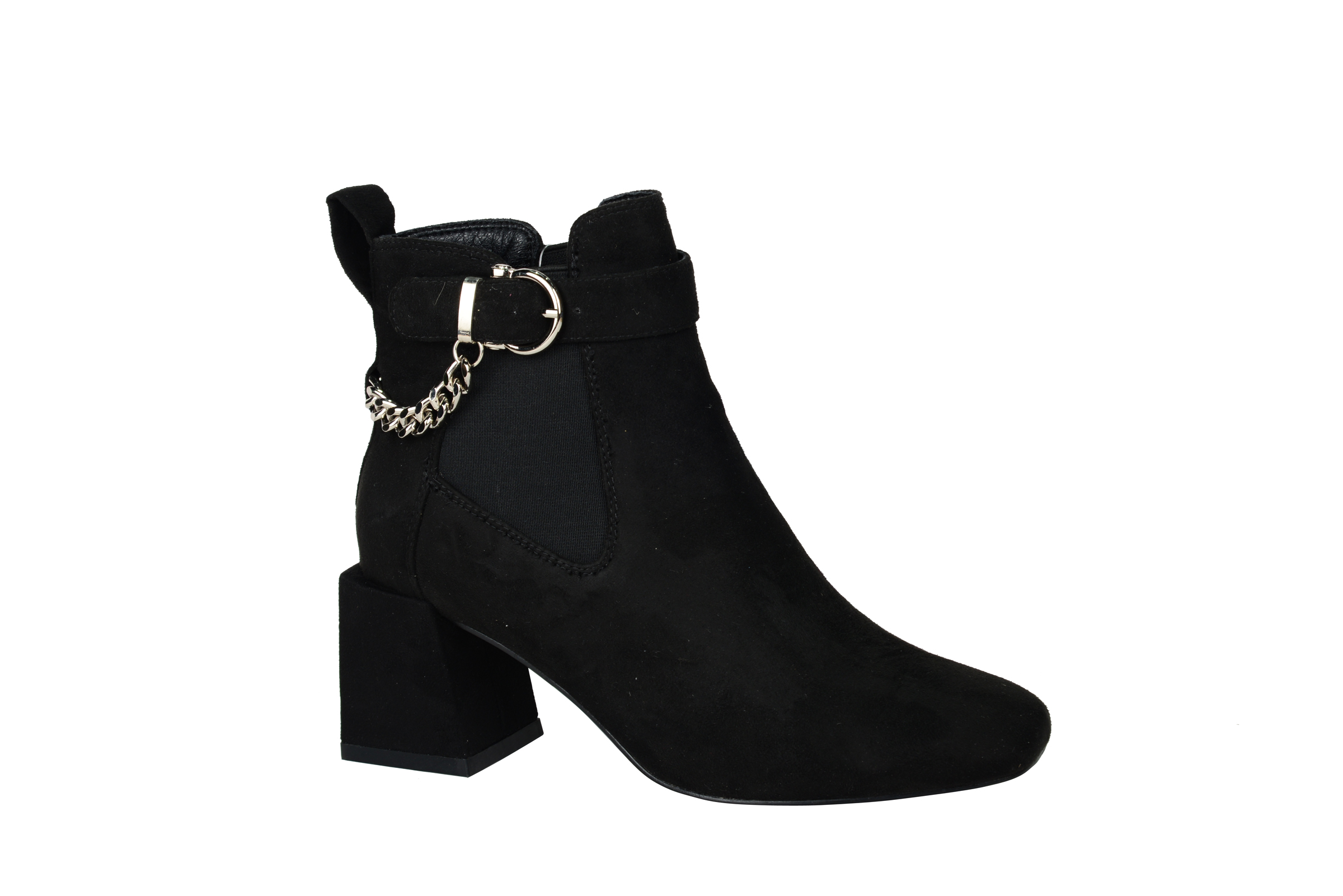 Women fashion low heels pointed toe ankle boots with chain BS198599-11