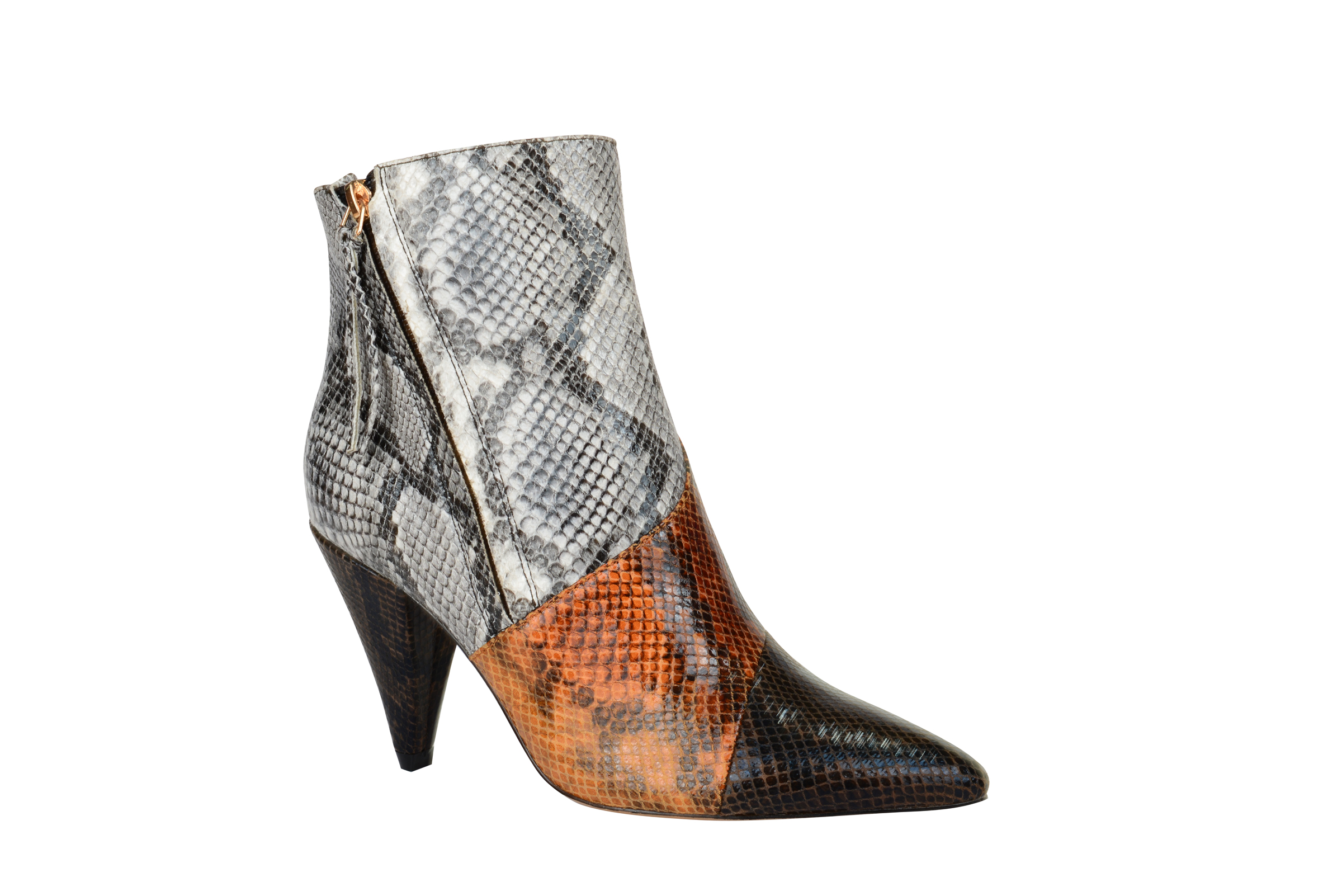 Women fashion low heels pointed toe ankle boots in SNAKE PU BS198616-07