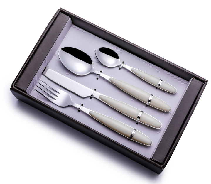 Fork Knife and Spoon Stainless Steel Cutlery Set with Plastic Handle