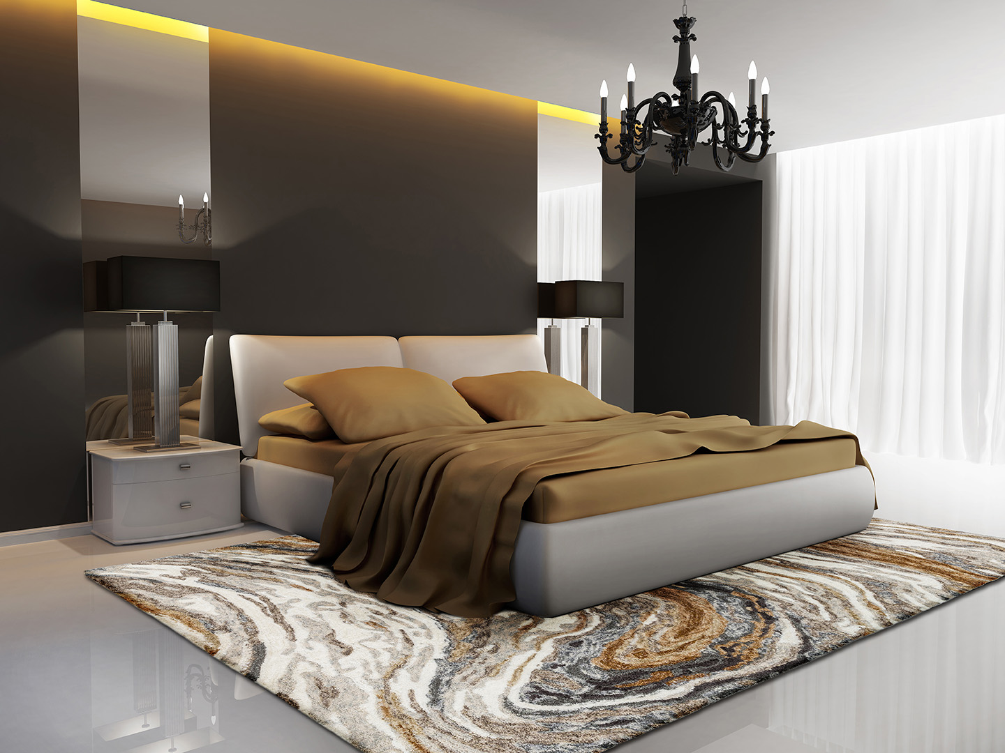 Poly nylon space dyed tufted rug