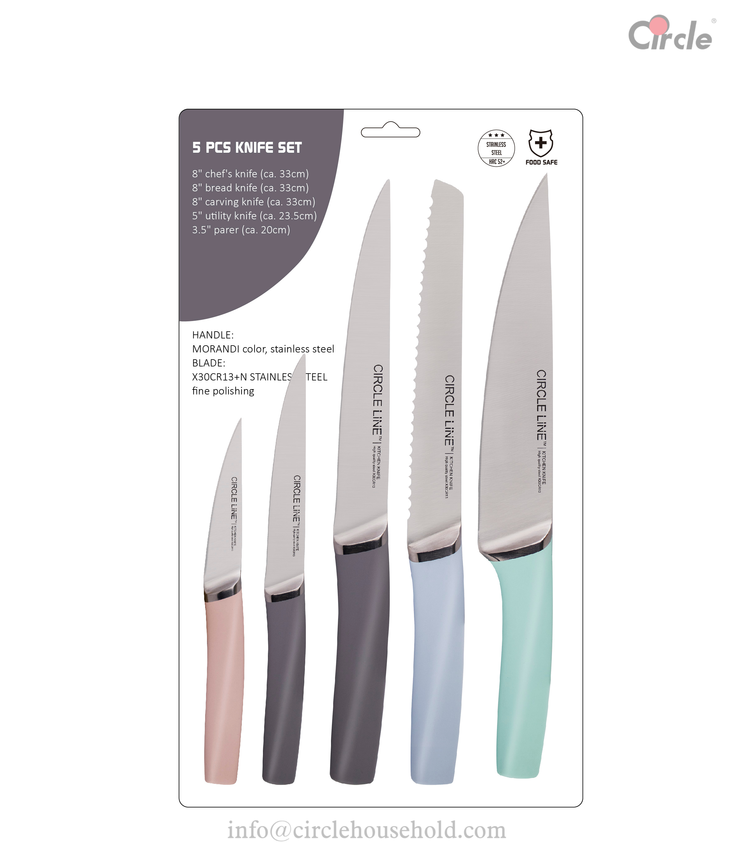 5 Pcs Kitchn Knife Set Morandi Color