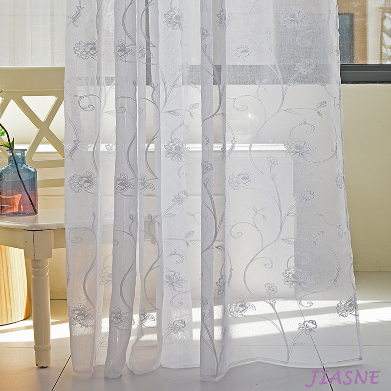 CURTAIN E8171 FANCY flower embroidery curtain fabric dolly sheer engnieering curtain for living room