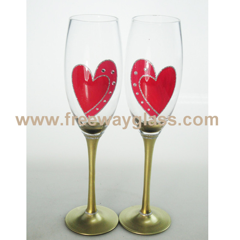 Champagne Flute Glass with Gold Stem