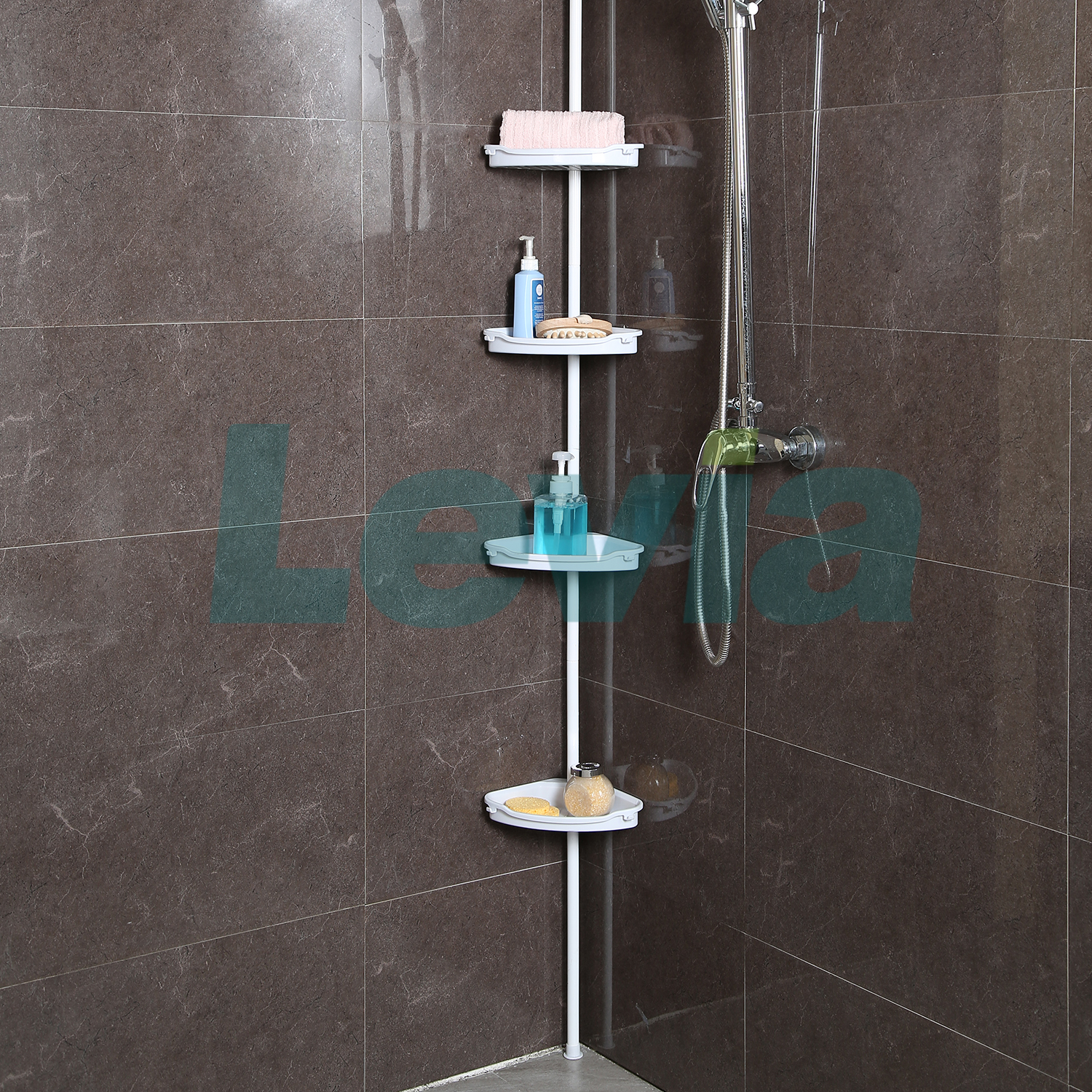 Tension Pole Corner Shower Caddy 4 Tier
