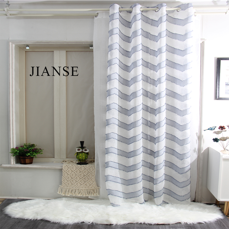CURTAIN G2807 Doris sheer cut colth wave pattern dyed curtain fabric window covering