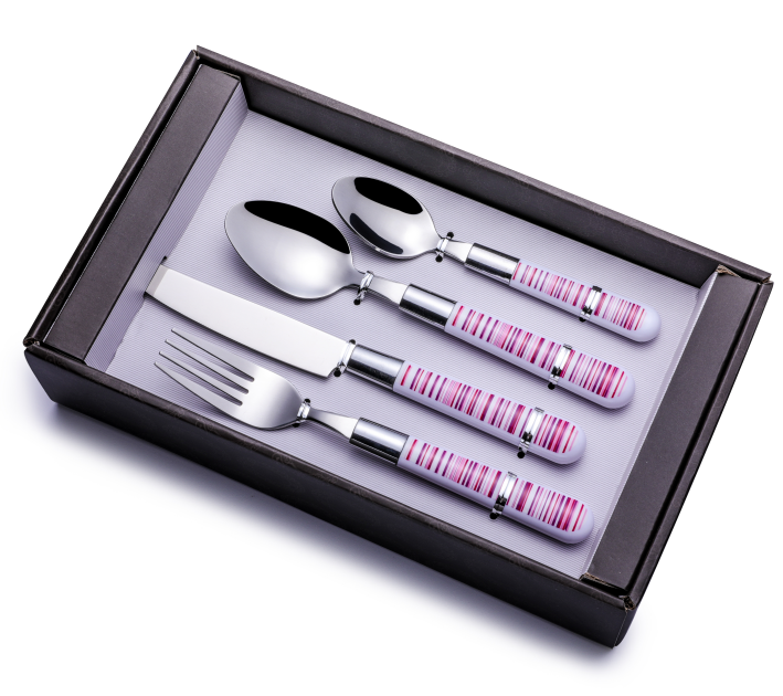 Fork Knife and Spoon Stainless Steel Cutlery Set with Plastic Handle