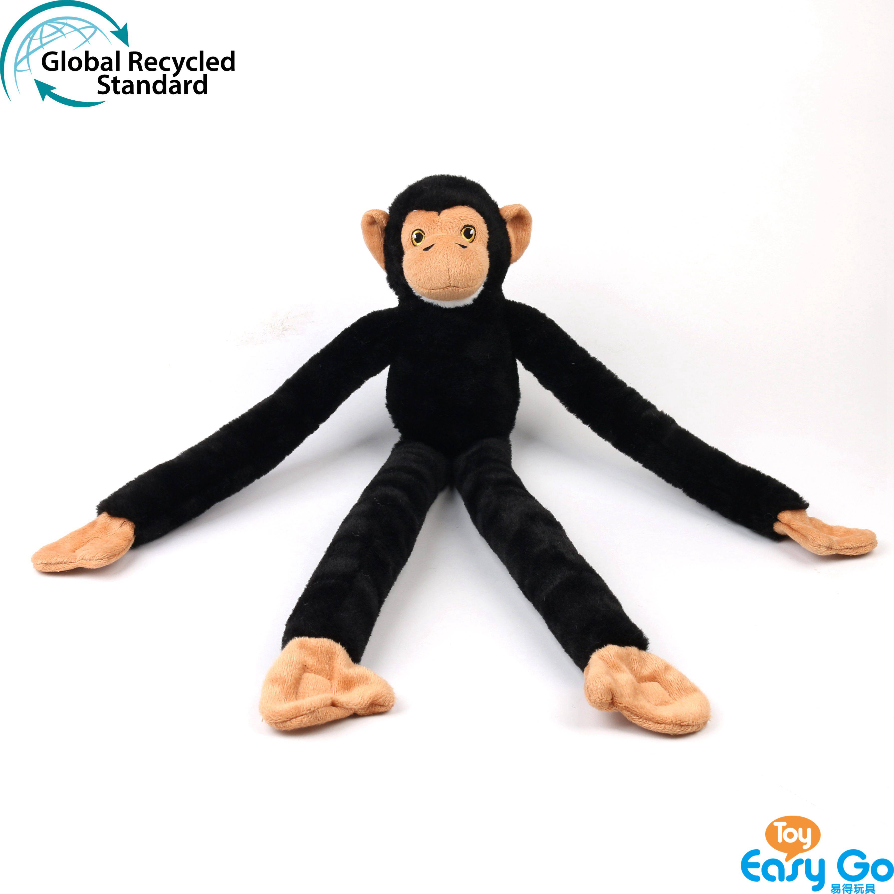 ECO-friendly 100% recycled sustainable plush soft stuffed wild animal black gibbon monkey toy