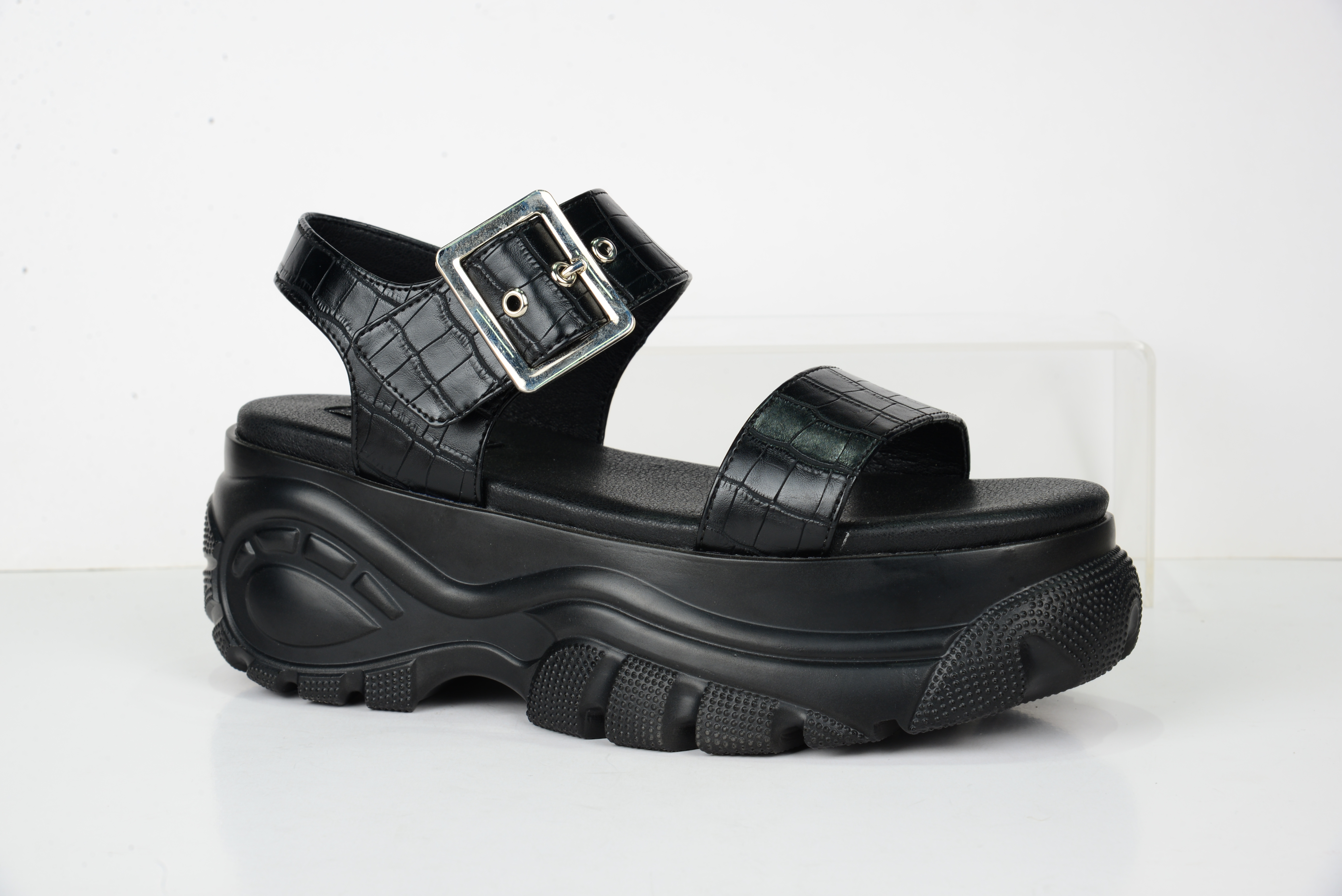 2020 Fashion STONE PU Upper Women Sandal Flats with sports outsole ES2081807-01
